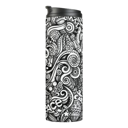 Retro Hippie en Cool Thermosbeker (Geroteerd rechts)