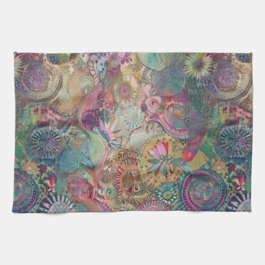 Retro Hippie Fantasy Keuken Handdoek (Horizontaal)