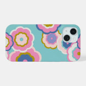 Retro Hippie Flora iPhone 15 Case (Achterkant horizontaal)