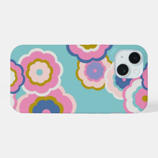 Retro Hippie Flora iPhone 15 Case (Achterkant horizontaal)