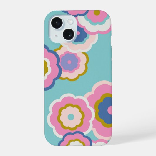 Retro Hippie Flora iPhone 15 Case (Achterkant)