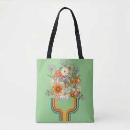 Retro-hippie floraal ontwerp, Canvas tas