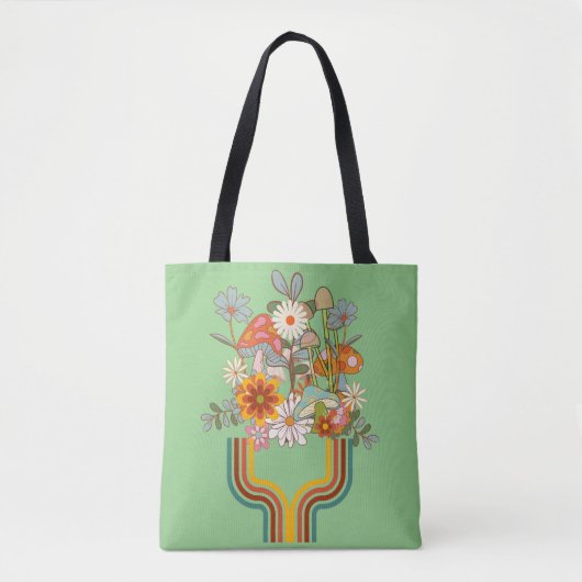 Retro-hippie floraal ontwerp, Canvas tas (Voorkant)
