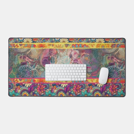 Retro Hippie: Floral Fantasy Desk Mat (Keyboard & Muis)