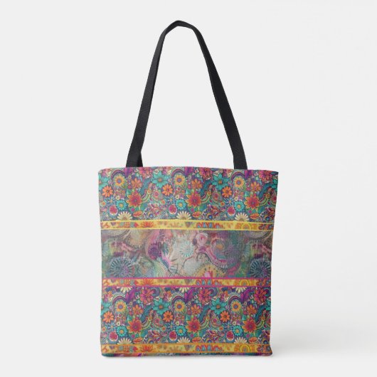 Retro Hippie: Floral Fantasy Tas (Achterkant)
