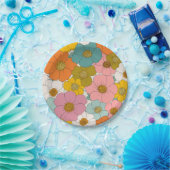 Retro Hippie Floral Papieren Bordje (Feest)