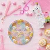 Retro Hippie Floral Papieren Bordje (Feest)