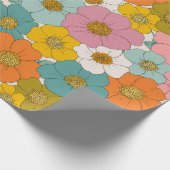 Retro Hippie Floral Verjaardag Cadeaupapier (Hoek)