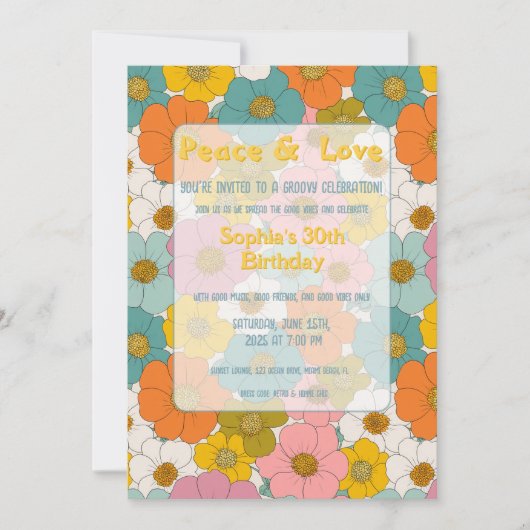 Retro Hippie Floral Verjaardag Kaart (Voorkant)