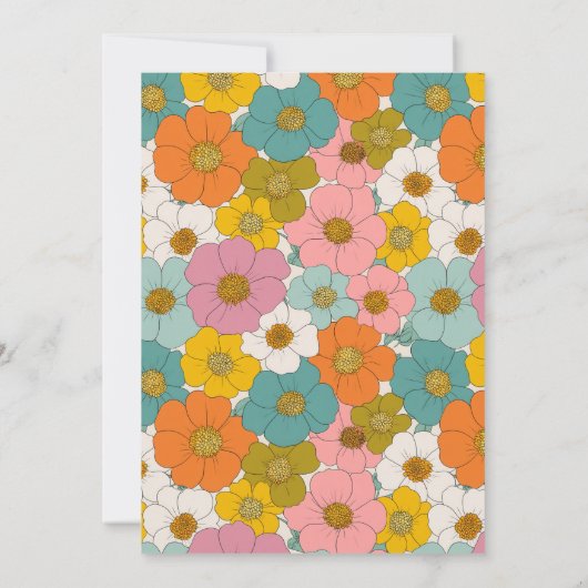 Retro Hippie Floral Verjaardag Kaart (Achterkant)