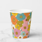 Retro Hippie Floral Verjaardag Papieren Bekers (Voorkant)