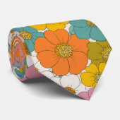 Retro Hippie Floral Verjaardag Stropdas (Opgerold)