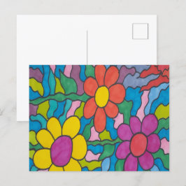 Retro Hippie Flower Art Briefkaart