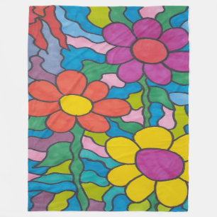 Retro Hippie Flower Art Fleece Deken