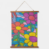 Retro Hippie Flower Art Hangend Wandkleed (Voorkant)