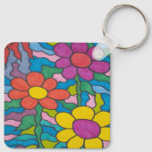 Retro Hippie Flower Art Sleutelhanger (Achterkant)
