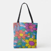 Retro Hippie Flower Art Tote Bag (Achterkant)