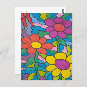 Retro Hippie Flower Briefkaart