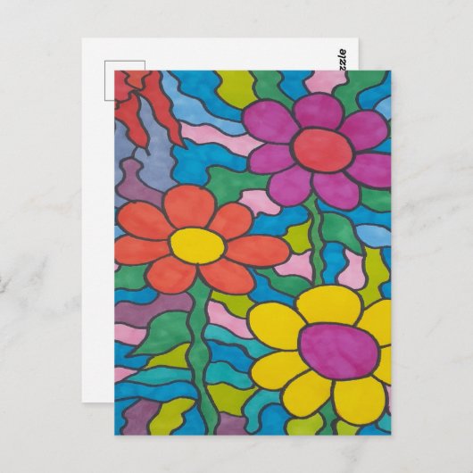 Retro Hippie Flower Briefkaart (Voorkant / Achterkant)