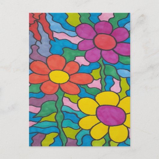 Retro Hippie Flower Briefkaart (Voorkant)