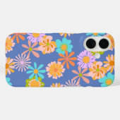 Retro Hippie Flower Pattern in Blue Case-Mate iPhone Case (Achterkant (horizontaal))