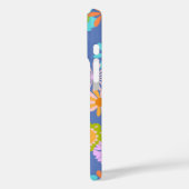 Retro Hippie Flower Pattern in Blue Case-Mate iPhone Case (Achterkant / Links)
