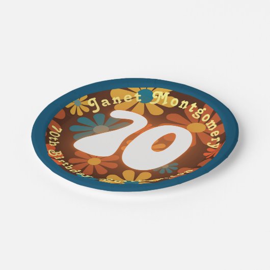 Retro Hippie Flower Power 70e verjaardag Papieren Bordje (Gekanteld)