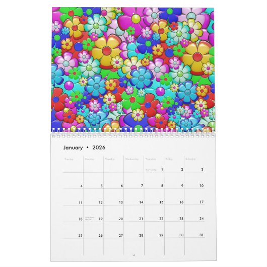 Retro Hippie Flower Power  Kalender (Jan 2026)