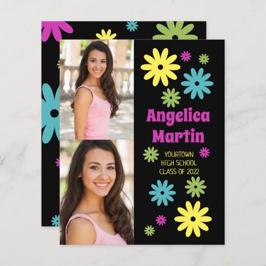 Retro Hippie Flowers 2 het Afstuderen van de Begro (Voorkant / Achterkant)