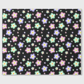 Retro Hippie Flowers Cadeaupapier (Vlak)