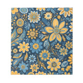 Retro Hippie Flowers Design Geel Blauw Notitieblok (Voorkant)