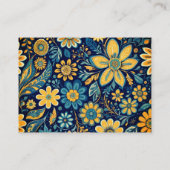 Retro Hippie  Flowers Design Geel Blauw Visitekaartje (Achterkant)