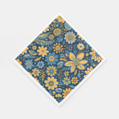 Retro Hippie Flowers Design Geel bord Servet (Hoek)