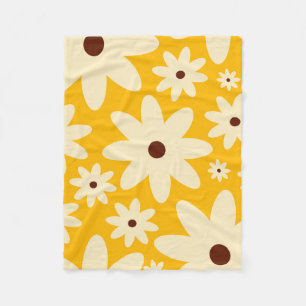 Retro Hippie Flowers Fleece Deken