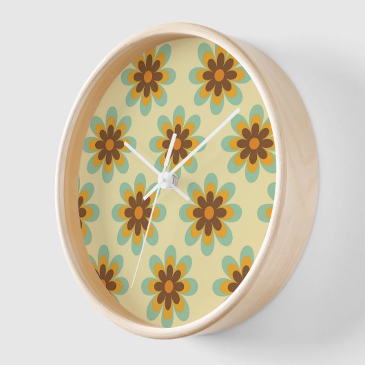 Retro Hippie Flowers Wall klok (Hoek)
