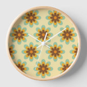 Retro Hippie Flowers Wall klok (Voorkant)