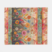 Retro Hippie: Folk Art Tuindeken Fleece Deken (Voorkant (Horizontaal))