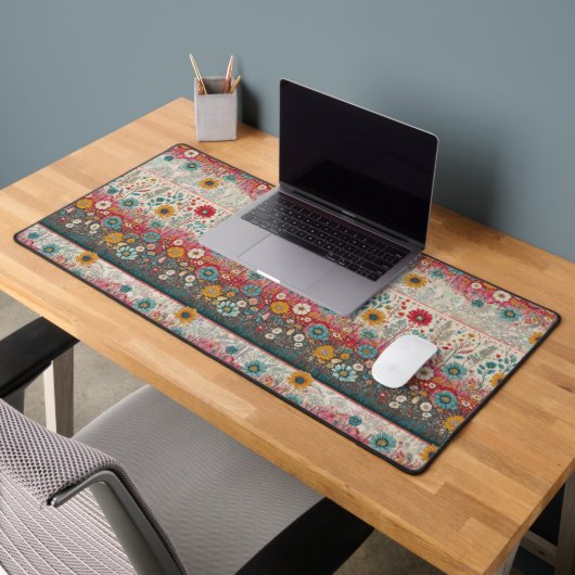 Retro Hippie: Folk Art Tuintafelmat Bureaumat (Kantoor 2)