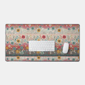 Retro Hippie: Folk Art Tuintafelmat Bureaumat (Keyboard & Muis)