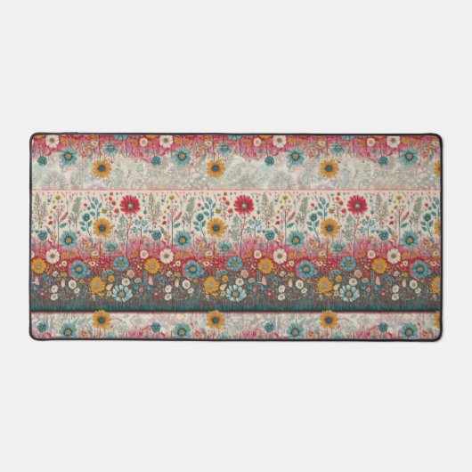 Retro Hippie: Folk Art Tuintafelmat Bureaumat (Voorkant)