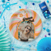 Retro Hippie Foto Afstuderen Papieren Bordje (Feest)