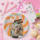 Retro Hippie Foto Afstuderen Papieren Bordje (Feest)