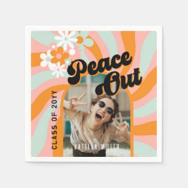 Retro Hippie Foto Afstuderen Servet