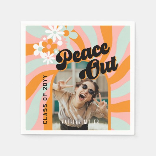 Retro Hippie Foto Afstuderen Servet (Voorkant)