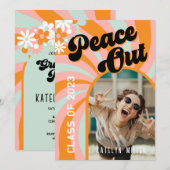 Retro Hippie Foto Afstuderen Uitnodiging (Voorkant / Achterkant)