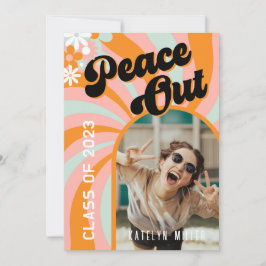 Retro Hippie Foto Afstuderen Uitnodiging