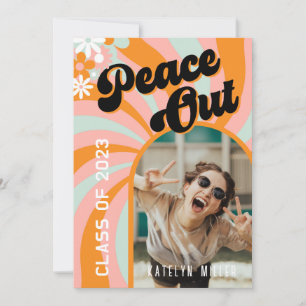 Retro Hippie Foto Afstuderen Uitnodiging