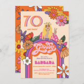 Retro Hippie Girl 70's 60's Groovy Birthday Party Kaart (Voorkant / Achterkant)