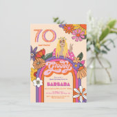 Retro Hippie Girl 70's 60's Groovy Birthday Party Kaart (Staand voorkant)