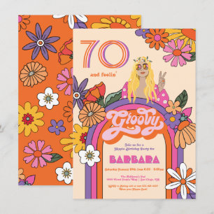 Retro Hippie Girl 70's 60's Groovy Birthday Party Kaart
